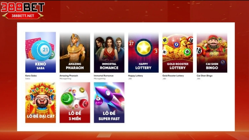 Các thể loại lô đề 388bet phổ biến