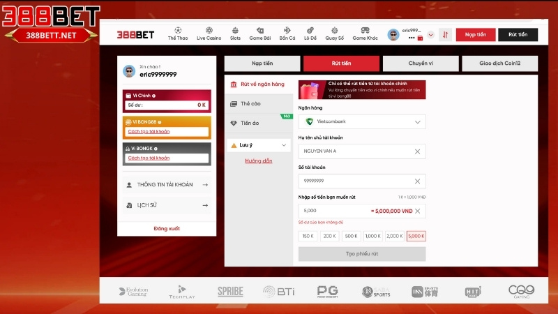 Hướng dẫn rút tiền 388bet